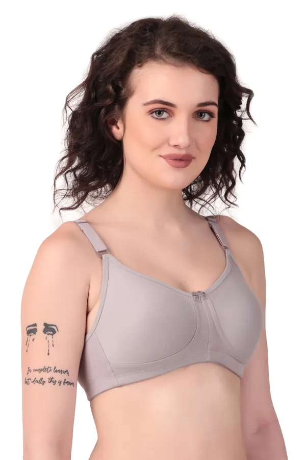 Grey_Premium_Non_Padded_Solid_Cotton_Blend_Bra_For_Women