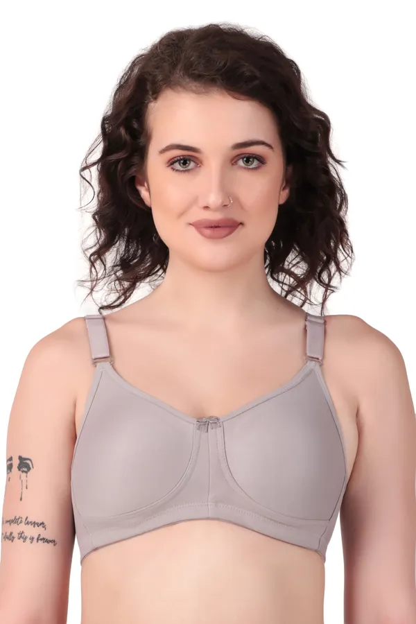 Grey_Premium_Non_Padded_Solid_Cotton_Blend_Bra_For_Women