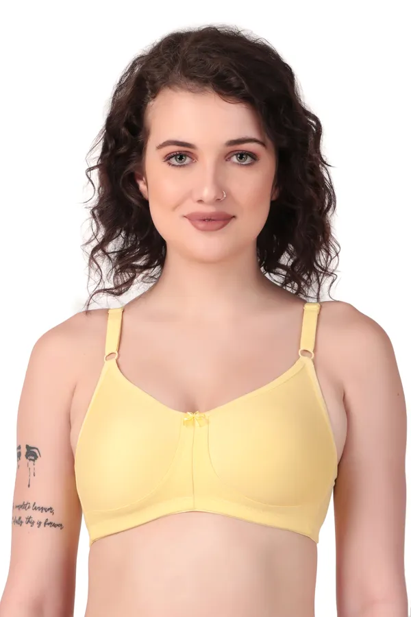 Yellow_Premium_Non_Padded_Solid_Cotton_Blend_Bra_For_Women