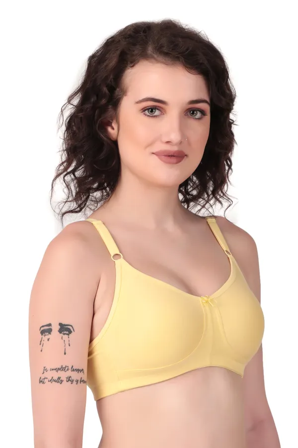 Yellow_Premium_Non_Padded_Solid_Cotton_Blend_Bra_For_Women