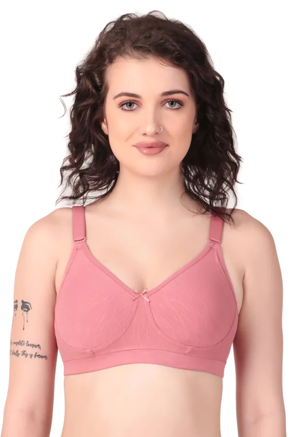 Peach_Premium_Non_Padded_Solid_Cotton_Blend_Bra_For_Women