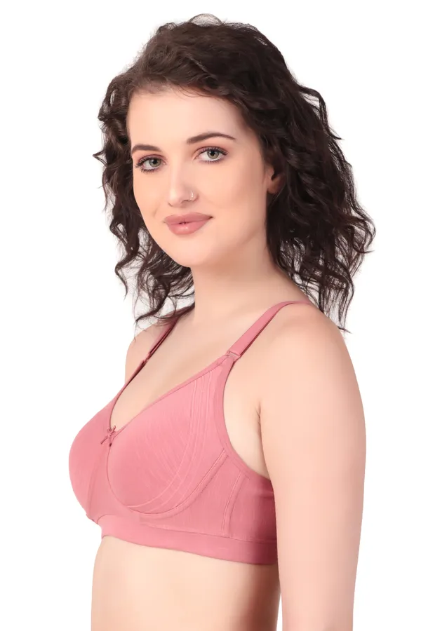 Peach_Premium_Non_Padded_Solid_Cotton_Blend_Bra_For_Women