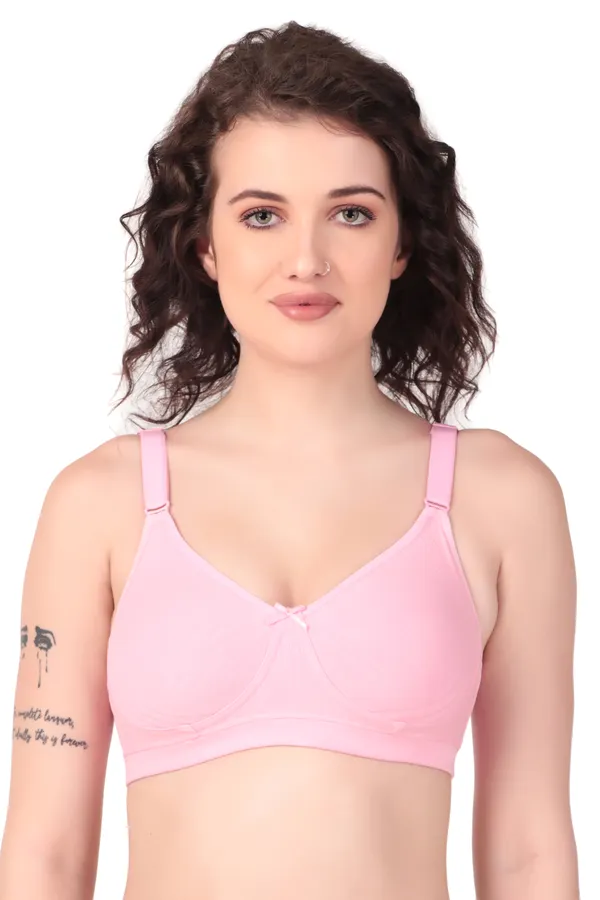 Pink_Premium_Non_Padded_Solid_Cotton_Blend_Bra_For_Women