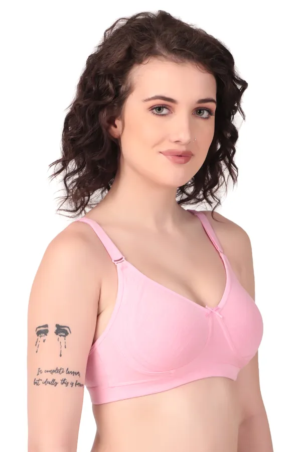 Pink_Premium_Non_Padded_Solid_Cotton_Blend_Bra_For_Women