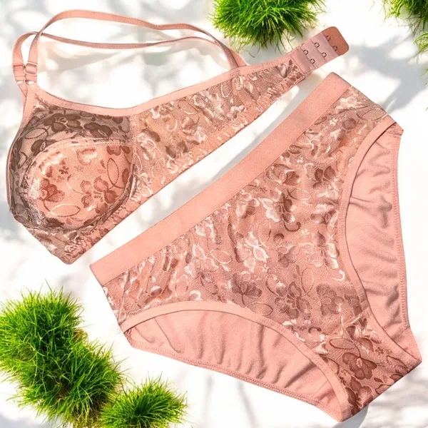 Non-Padded_Peach_Color_Net_Lingerie_Set_(Pack_of_1)_by