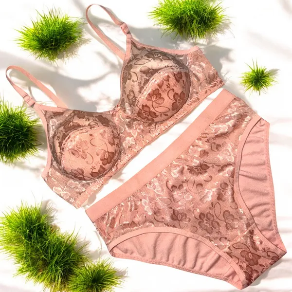 Non-Padded_Peach_Color_Net_Lingerie_Set_(Pack_of_1)_by