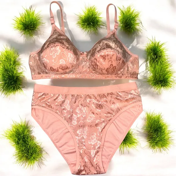 Non-Padded_Peach_Color_Net_Lingerie_Set_(Pack_of_1)_by