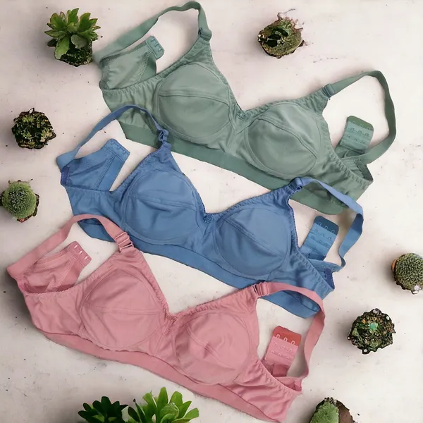 C_Cup_Non-Padded_Bra_(Pack_of_3)_-_Grey,_Green,_Pink_|_Everyday_Wear,_Seamed_Design_for_Natural_Support_and_Comfort