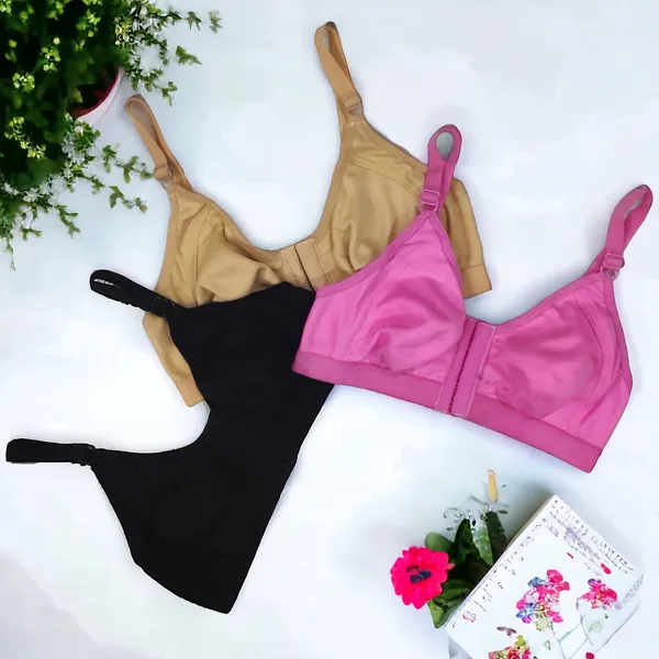 Front_Open_Seamless_Bra_(Pack_of_3)_-_Black,_Pink,_Beige_|_Solid_Color,_Non-Padded,_Comfortable_for_Everyday_Wear_&_Maternity_Support