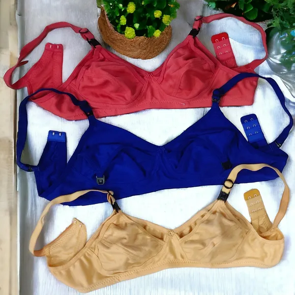 Maternity_Bra_Set_of_3_-_Royal_Blue,_Carrot,_Golden,_Cotton_Blend,_Non-Padded