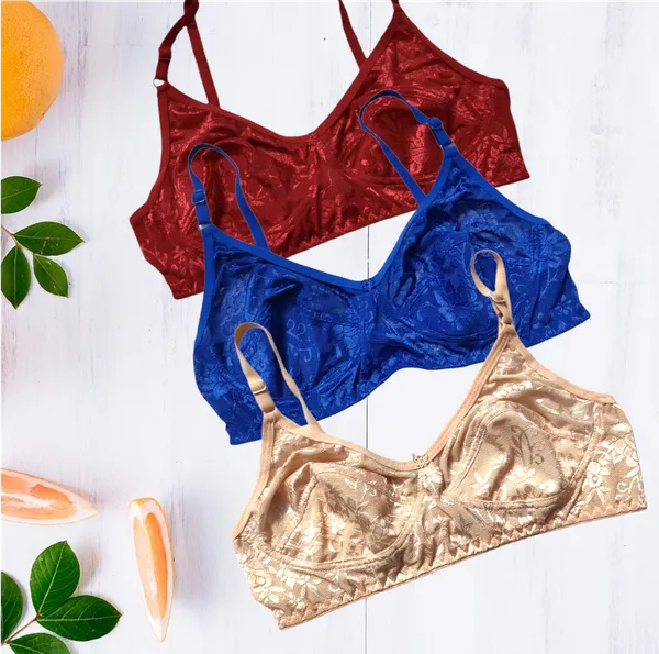 Non-Padded_Bra_Set_of_3_-_Maroon,_Royal_Blue,_Skin,_Lace/Net