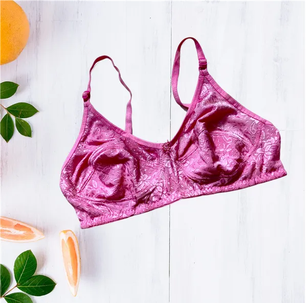 Non-Padded_Bra_of_3_-_Pink,_Black,_Magenta,_Lace/Net_Seamed_Cup,