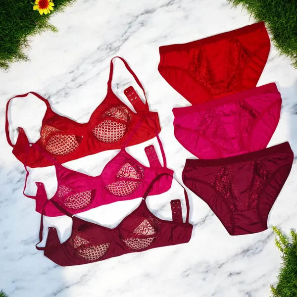 Non-Padded_Fancy_Bra_–_Red,_Rani,_Maroon_(Pack_of_3)_–_Trendy_&_Elegant_Design