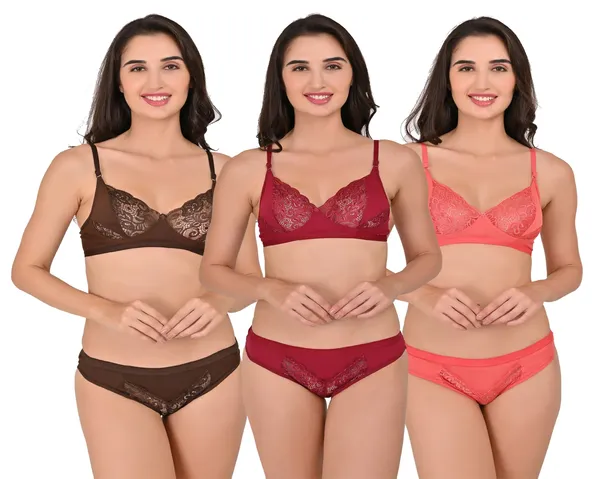 Non-Padded_Lace_Net_Cotton_Blend_Bra_–_Brown,_Pink,_Maroon_(Pack_of_3)