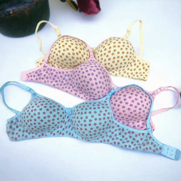 Star_Printed_Seamless_Padded_Bra_Set_(Pack_of_3)_-_Yellow,_Blue,_Pink_|