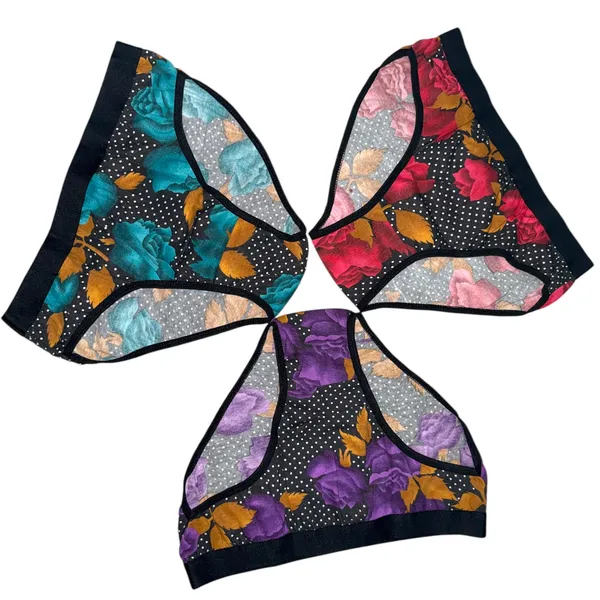 Women's_Cotton_Blend_Flower_Print_Panty_–_Pack_of_3_(Black,_Rani,_Green)_|_Soft,_Stylish,_and_Comfortable_Daily_Wear