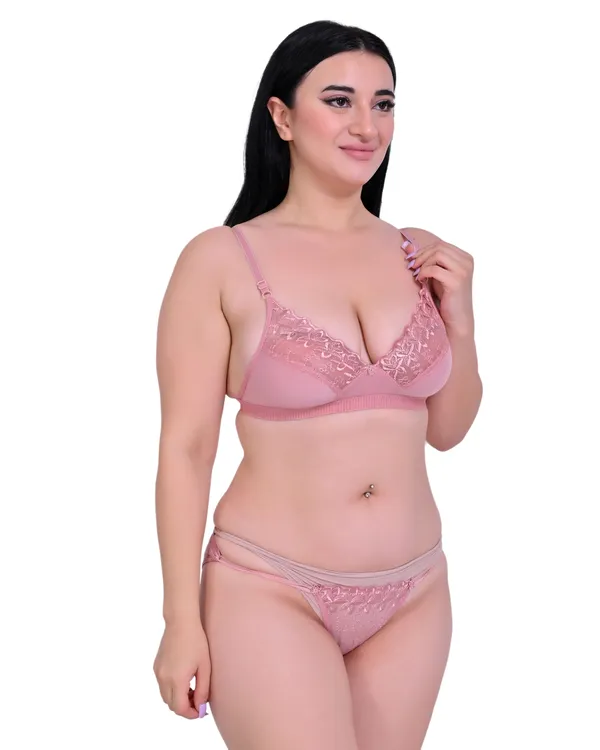 Pink_Premium_Solid_Non_Padded_Bra_&_Panty_Lingerie_Set_For_Women