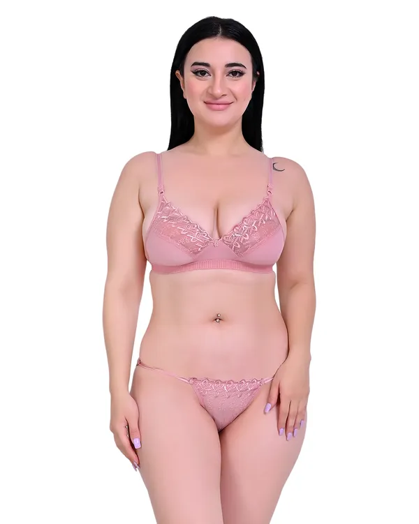 Pink_Premium_Solid_Non_Padded_Bra_&_Panty_Lingerie_Set_For_Women