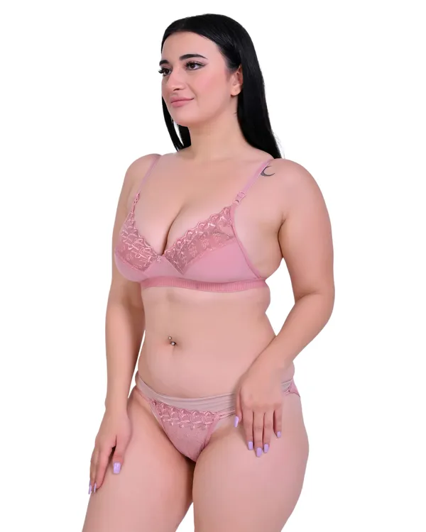 Pink_Premium_Solid_Non_Padded_Bra_&_Panty_Lingerie_Set_For_Women