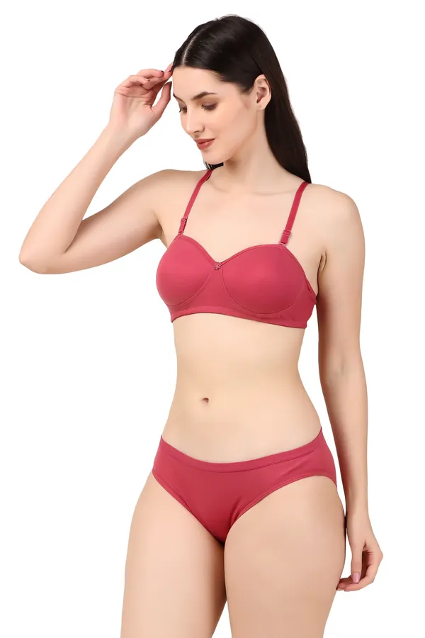 Magenta_Premium_Solid_Padded_Bra_&_Panty_Lingerie_Set_For_Women