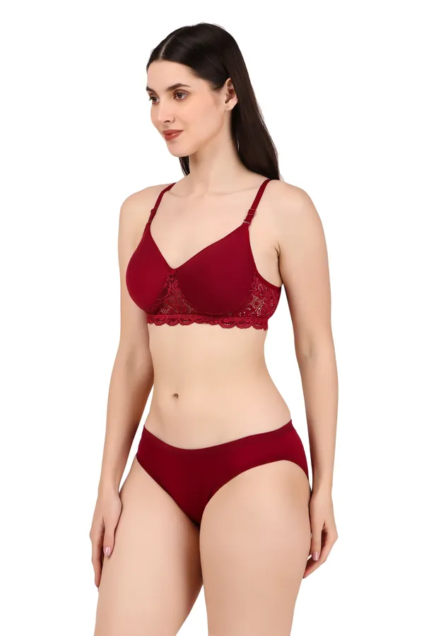 Maroon_Premium_Solid_Padded_Bra_&_Panty_Lingerie_Set_For_Women
