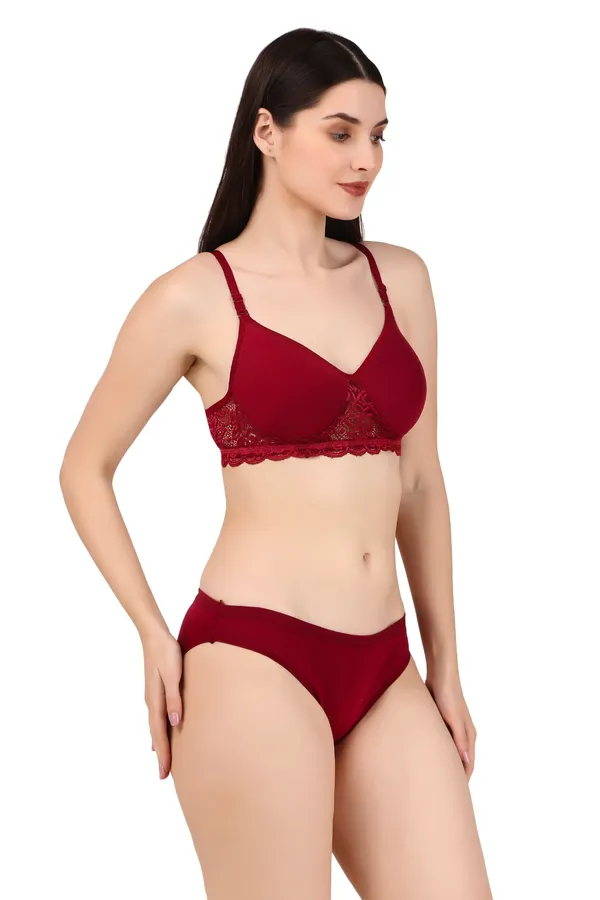 Maroon_Premium_Solid_Padded_Bra_&_Panty_Lingerie_Set_For_Women