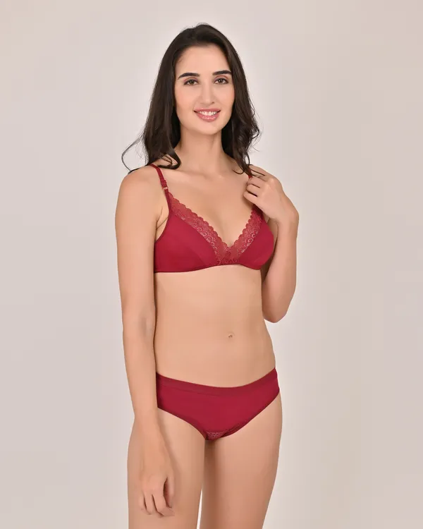 Maroon_Premium_Solid_Non_Padded_Bra_&_Panty_Lingerie_Set_For_Women