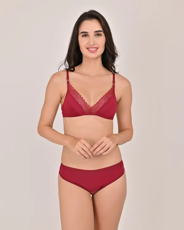 Maroon_Premium_Solid_Non_Padded_Bra_&_Panty_Lingerie_Set_For_Women