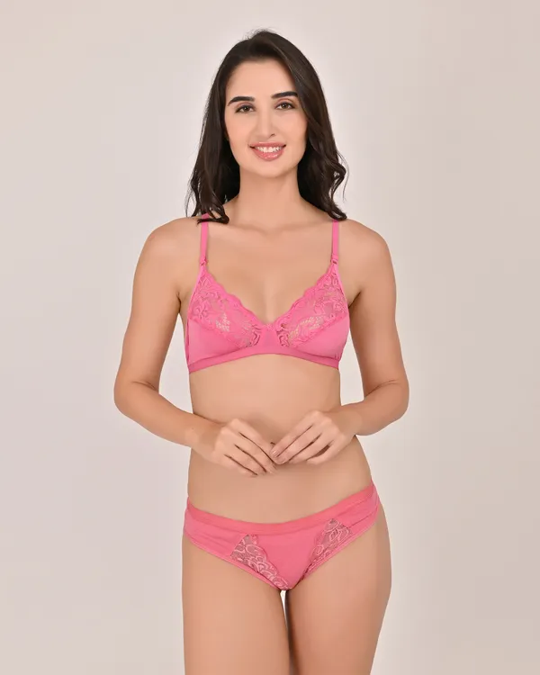 Pink_Premium_Solid_Non_Padded_Bra_&_Panty_Lingerie_Set_For_Women