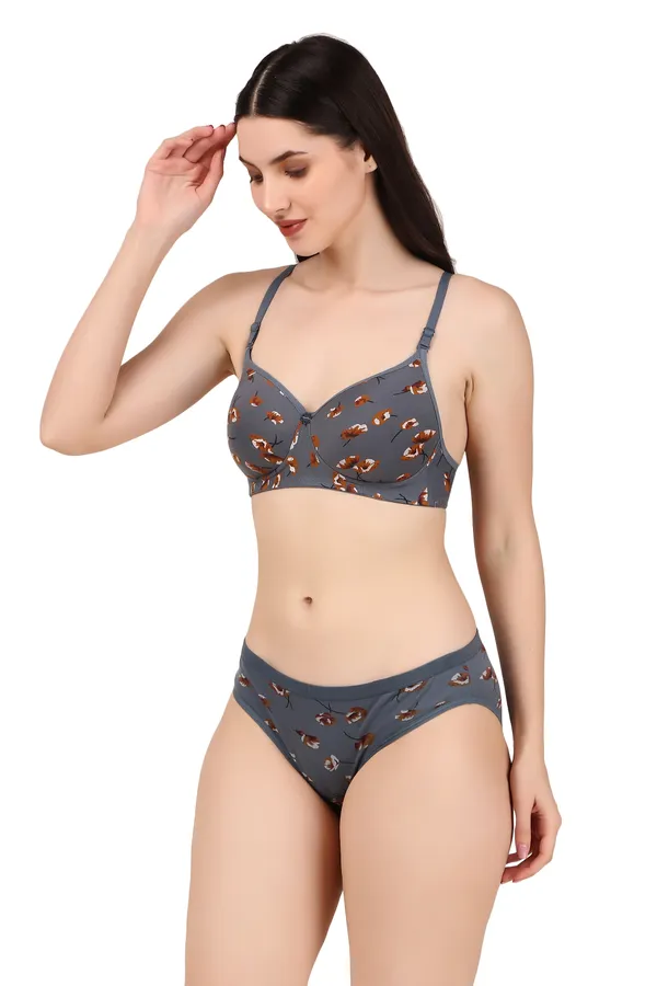 Grey_Premium_Printed_Padded_Bra_&_Panty_Lingerie_Set_For_Women