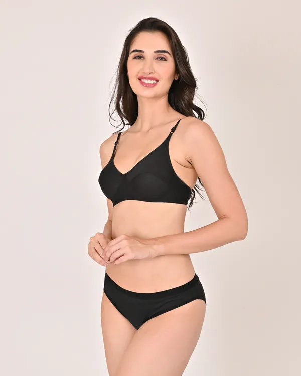 Black_Premium_Solid_Non_Padded_Bra_&_Panty_Lingerie_Set_For_Women