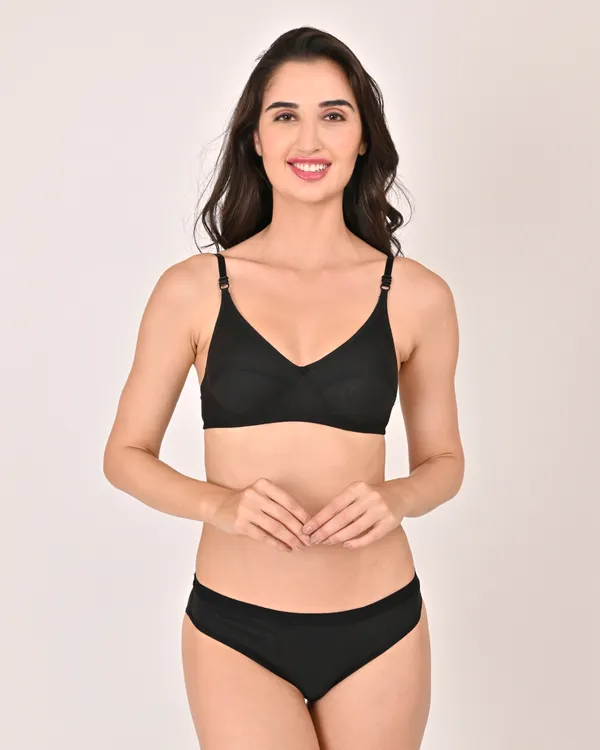 Black_Premium_Solid_Non_Padded_Bra_&_Panty_Lingerie_Set_For_Women
