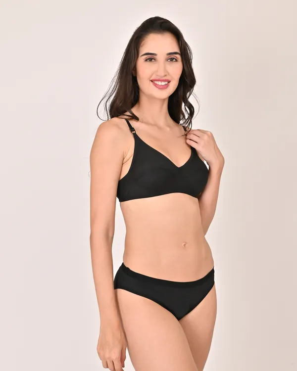 Black_Premium_Solid_Non_Padded_Bra_&_Panty_Lingerie_Set_For_Women