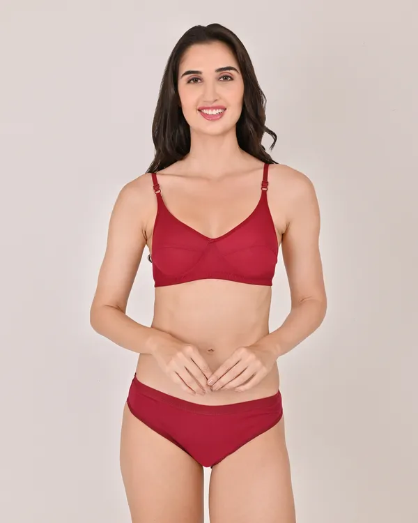 Maroon_Premium_Solid_Non_Padded_Bra_&_Panty_Lingerie_Set_For_Women
