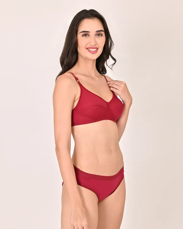 Maroon_Premium_Solid_Non_Padded_Bra_&_Panty_Lingerie_Set_For_Women