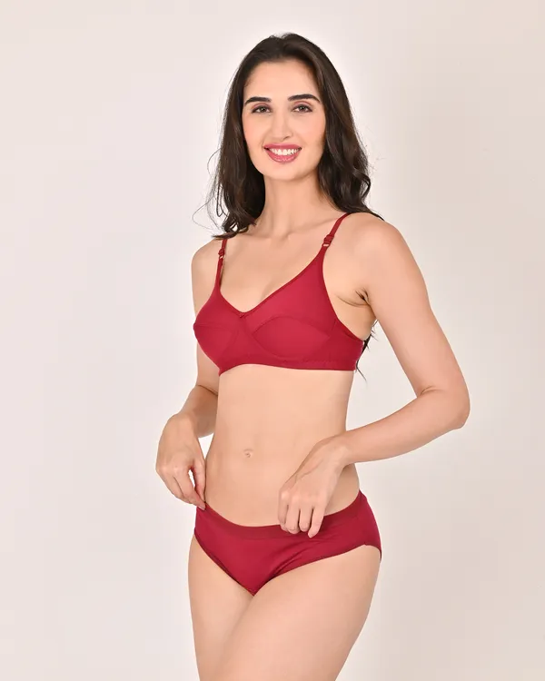 Maroon_Premium_Solid_Non_Padded_Bra_&_Panty_Lingerie_Set_For_Women