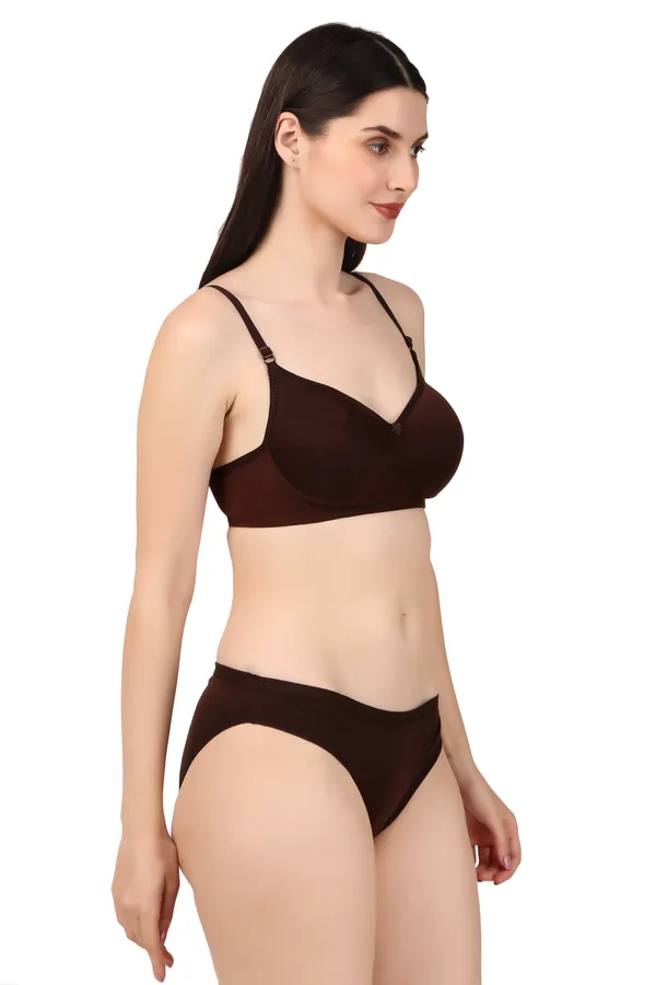 Brown_Premium_Solid_Padded_Bra_&_Panty_Lingerie_Set_For_Women