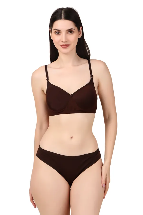 Brown_Premium_Solid_Padded_Bra_&_Panty_Lingerie_Set_For_Women