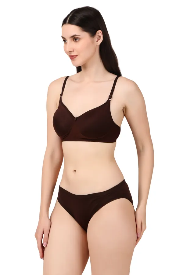 Brown_Premium_Solid_Padded_Bra_&_Panty_Lingerie_Set_For_Women