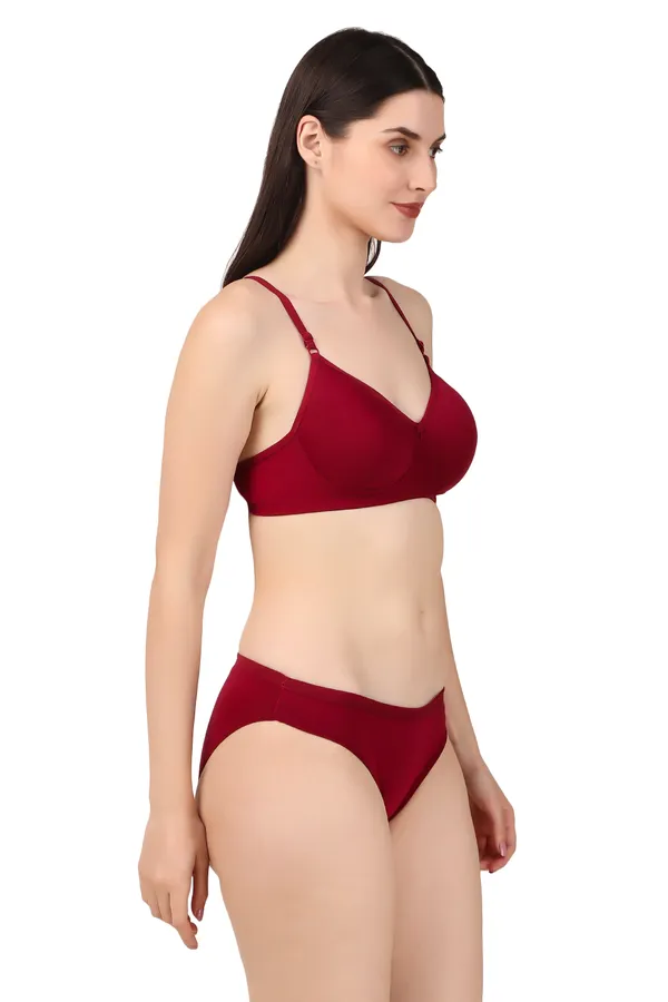 Maroon_Premium_Solid_Padded_Bra_&_Panty_Lingerie_Set_For_Women