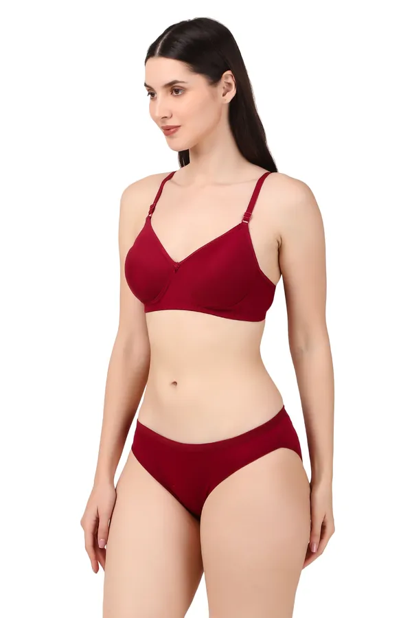 Maroon_Premium_Solid_Padded_Bra_&_Panty_Lingerie_Set_For_Women
