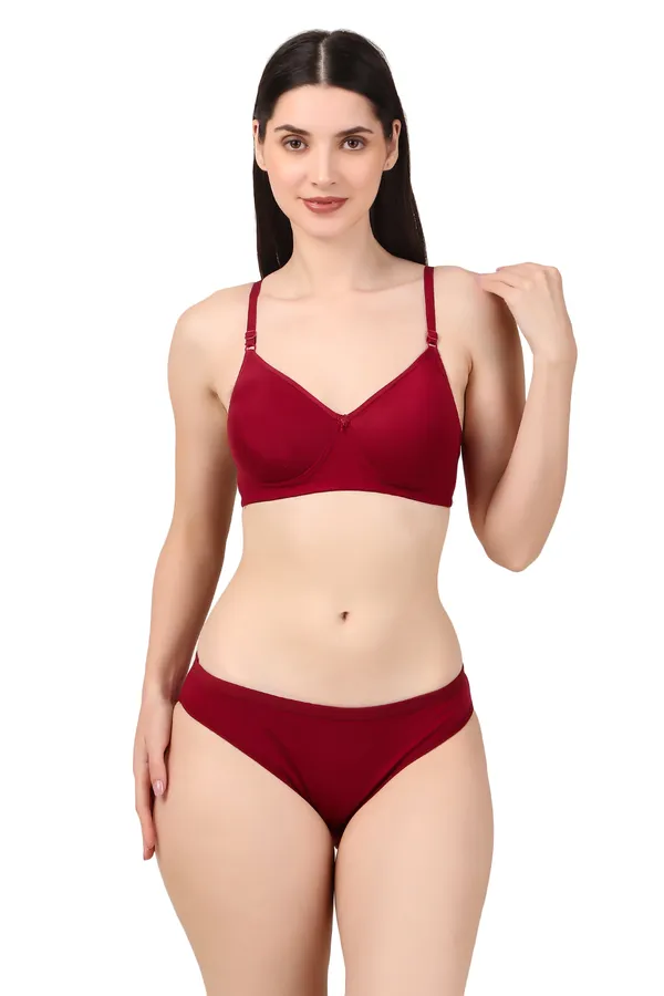 Maroon_Premium_Solid_Padded_Bra_&_Panty_Lingerie_Set_For_Women