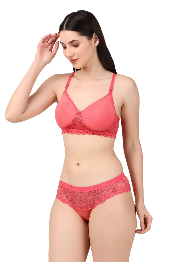 Start_Your_Day_in_Comfort:_Padded_Lace_Bra_Set_Pack_of_3_|_Grey,_Beige_&_Carrot