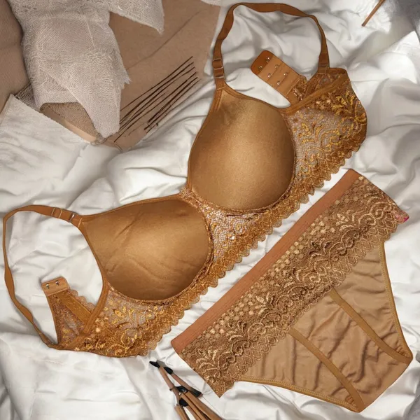 Start_Your_Day_in_Comfort:_Padded_Lace_Bra_Set_Pack_of_3_|_Grey,_Beige_&_Carrot