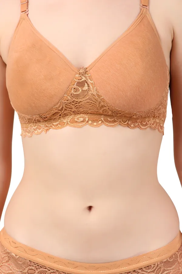 Start_Your_Day_in_Comfort:_Padded_Lace_Bra_Set_Pack_of_3_|_Grey,_Beige_&_Carrot