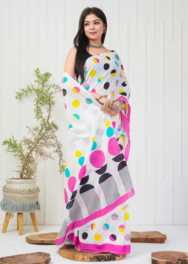 Mulicolor_Premium_Cotton_Saree_With_Blouse_Piece_For_Women