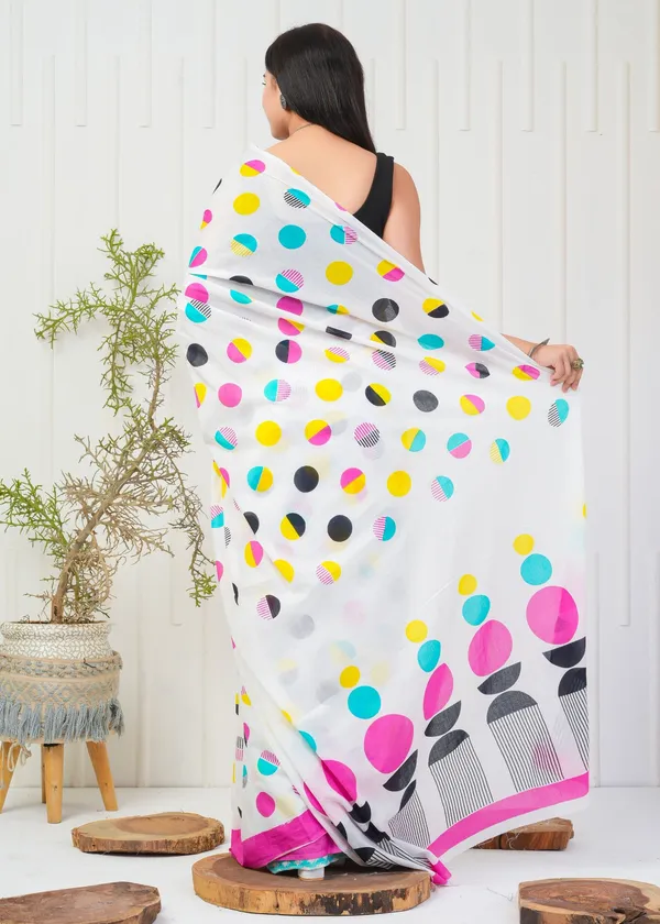 Mulicolor_Premium_Cotton_Saree_With_Blouse_Piece_For_Women