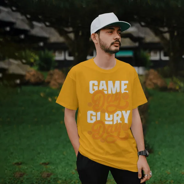 Orange_Cotton_Game_Day_Glory_Day_T-Shirts_For_Men_&_Women