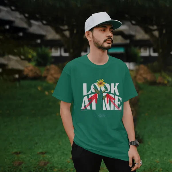 Green_Cotton_Look_At_Me_T-Shirts_For_Men_&_Women