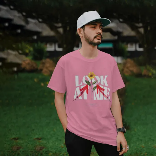 Light_Baby_Pink_Cotton_Look_At_Me_T-Shirts_For_Men_&_Women